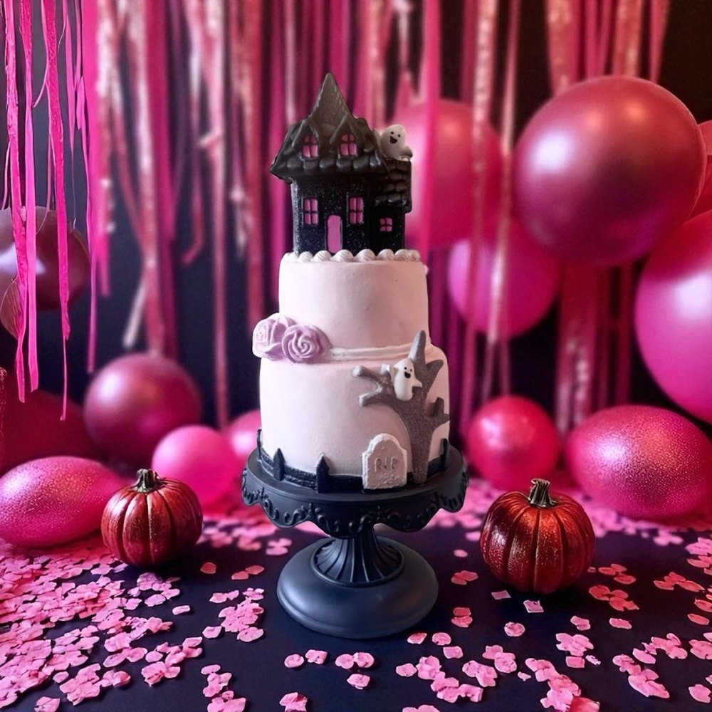 Haunted Mansion Cake Topper - Black and Pink